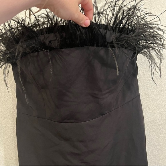 NEW Feather Trim Strapless Minidress Sam Edelman black size 10 - Picture 5 of 13